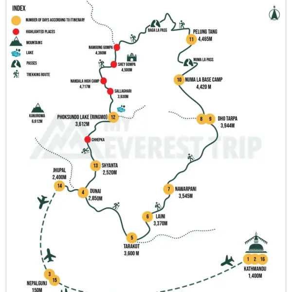 Lower Dolpo Trek Map