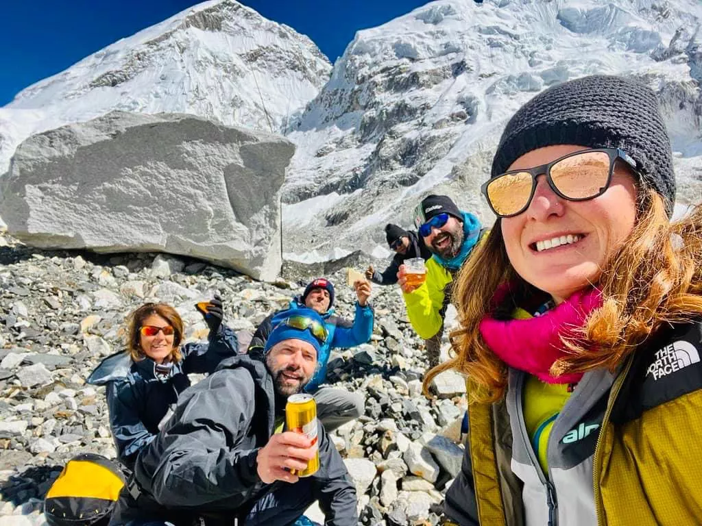 Trekkers at Mount Everest from Kathmandu